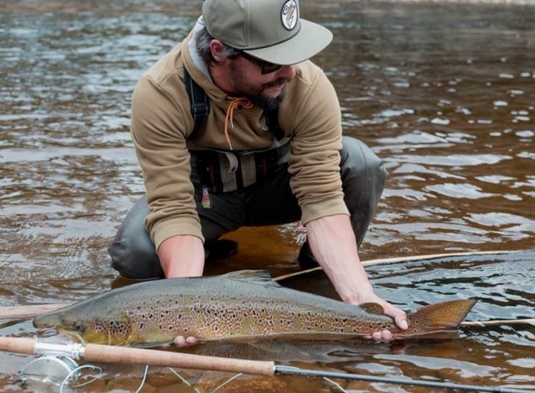 A solid fall salmon landed on the Cascapédia with the DNA 12' 6" 7wt.