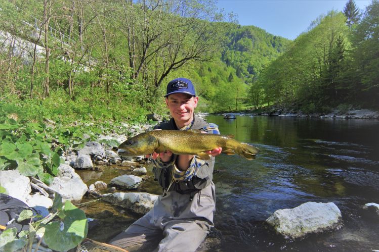 60cm Marble trout on dry fly. What a feeling.