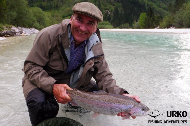 Peter with good size rainbow ... Soča River is managed by Fisheries Research Institute of Slovenia