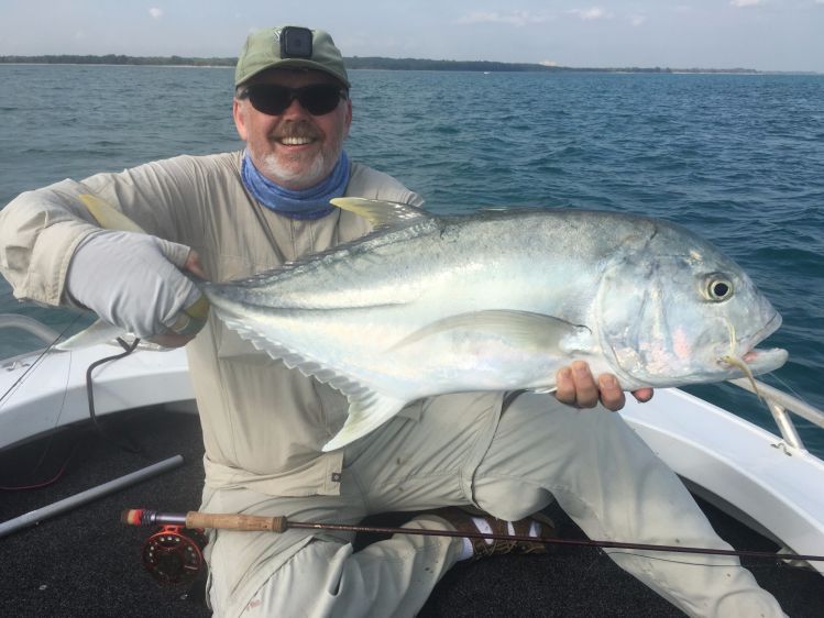 Peter Cooke with brassie trevally - strong fish!