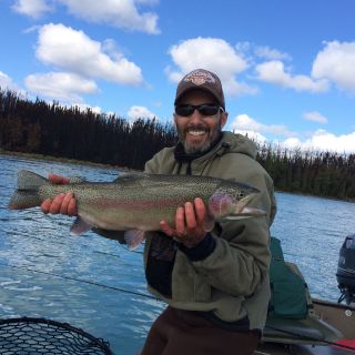 Fishing Guide Perry with a nice Kenai River Rainbow Trout