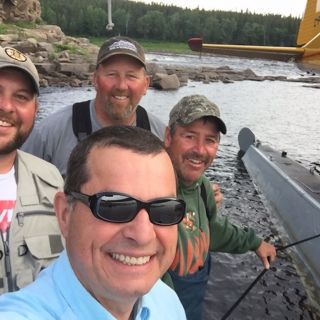 Jim &amp; guests and guide at Upper Eagle River in 2016 - outstanding remote Atlantic Salmon fishing!
