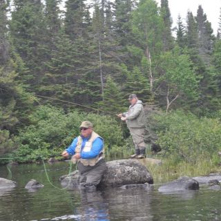 Cuming brothers stream fishing at Igloo Lake Labrador