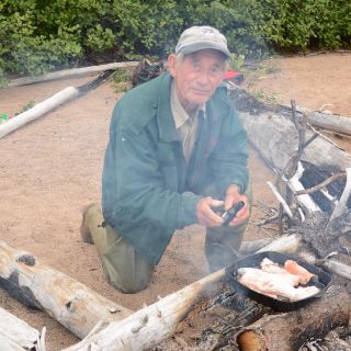 Igloo Lake fly-out allows one to catch an Arctic Char and cook it up on an open fire - Yum! Yum!