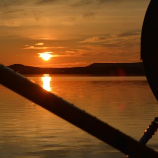 Sunset at beautiful Igloo Lake Lodge Labrador