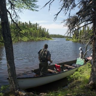 Stream fishing at Igloo Lake Lodge Labrador