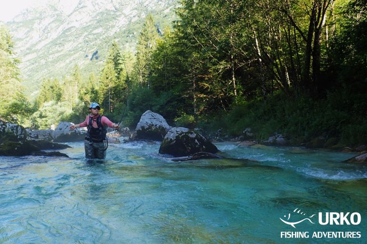 Will from Precision Fly and Urko Fishing Adventures Team at the upper Soča River