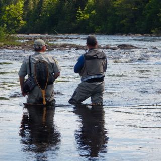 Fishing the rapids on the Androscoggin River during the prolific Alder fly hatch.