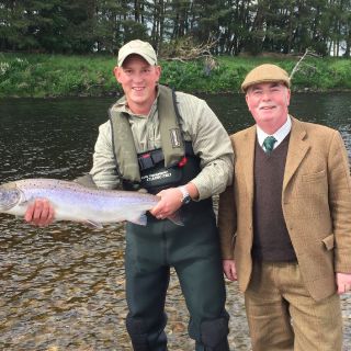 A client with his first salmon.