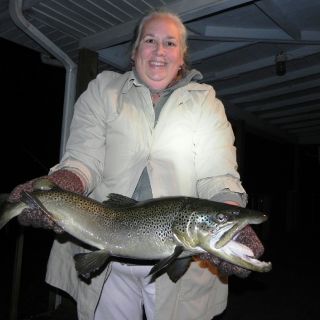 This 14 lb brown was caught off our dock!