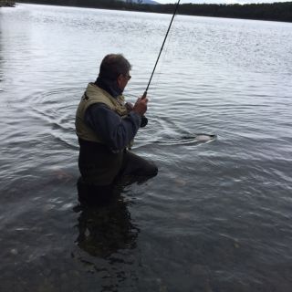 Horacio and his first trout on Tierra del Fuego