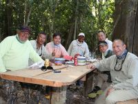 Time for lunch. Fisg barbecue. From left:
Myself, Randy, Josh, Pelado (guide) Greg, Alan and Gerhard.