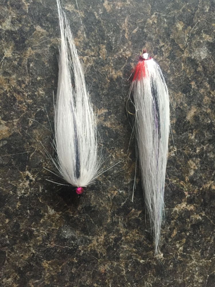 Size 6 hollow flies 2" long for eastern PA trout waters.