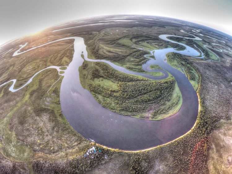 This is an aerial view of our location on the Alagnak River
